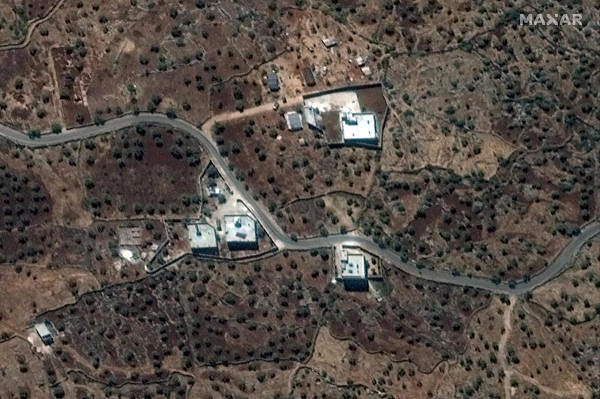 A satellite view of the reported residence of ISIS leader, Abu Bakr al-Baghdadi near the village of Barisha. (Reuters Photo)