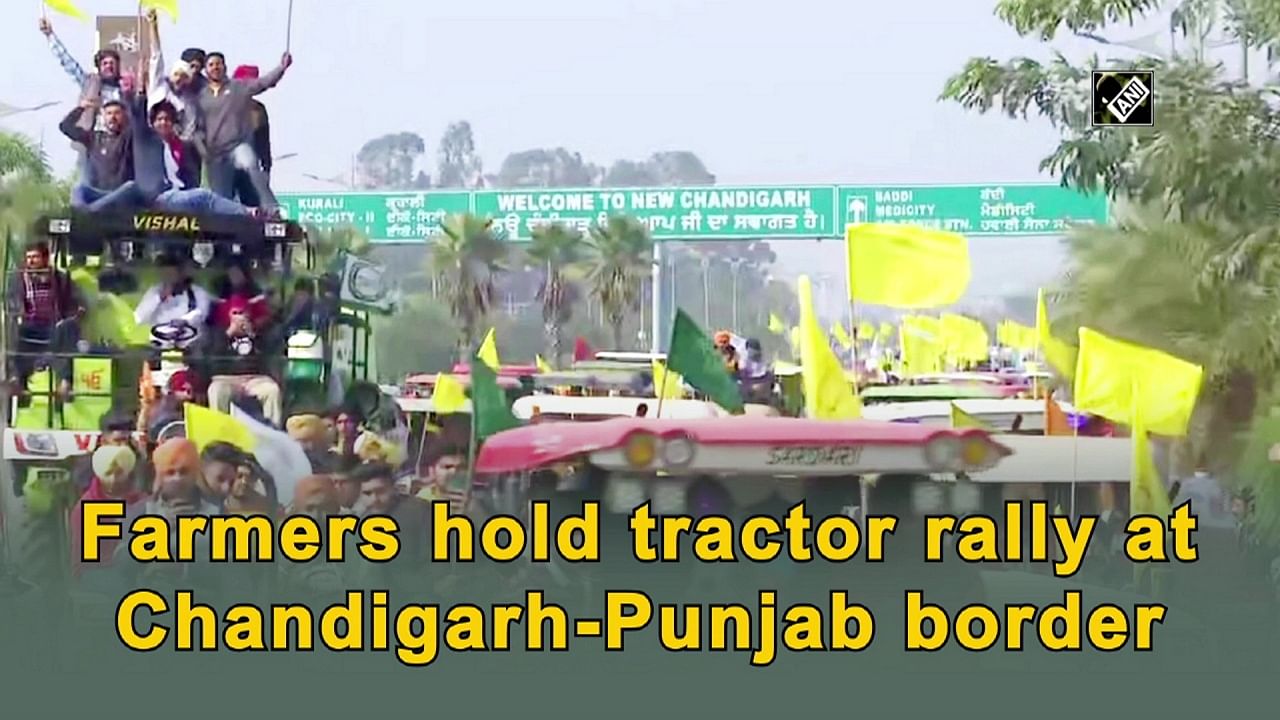 Farmers Hold Tractor Rally At Chandigarh-Punjab Border