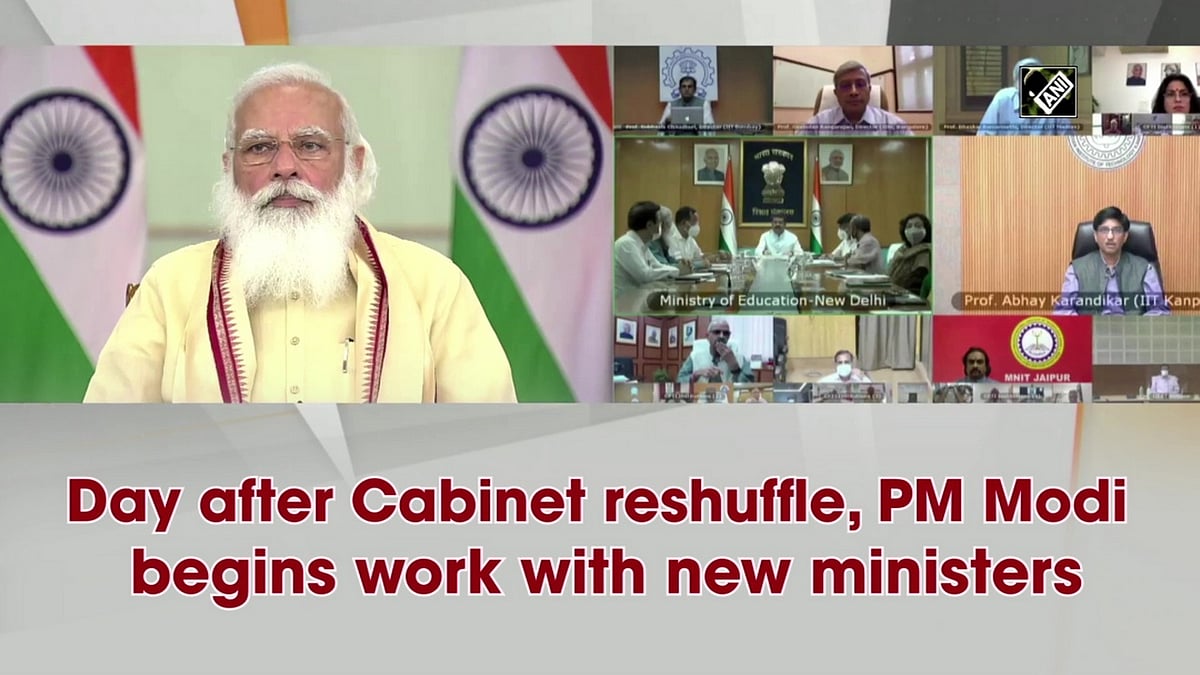 Day after reshuffle, PM Modi begins work with new ministers