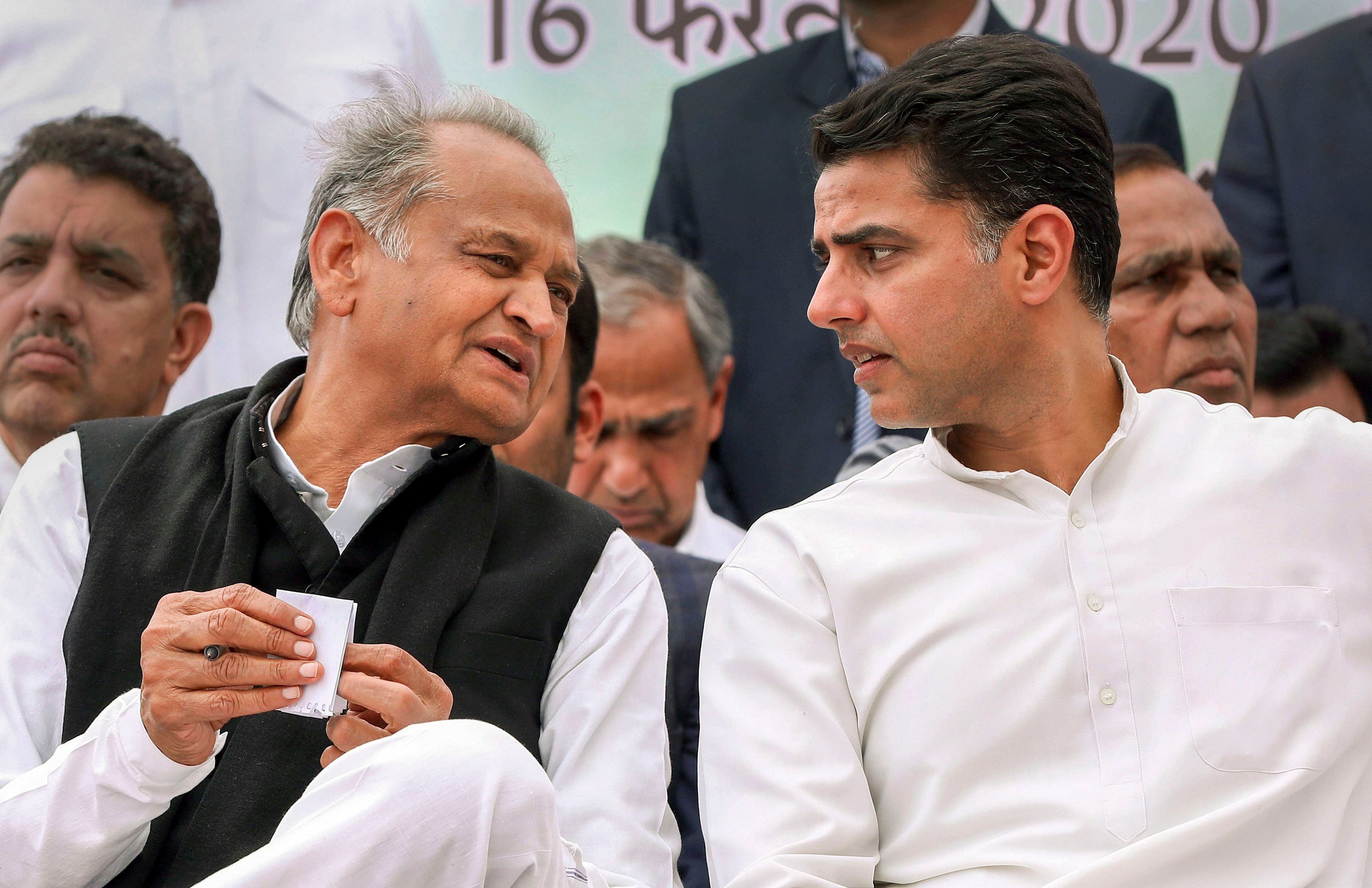 Rajasthan Chief Minister Ashok Gehlot and his deputy Sachin Pilot. (PTI Photo)