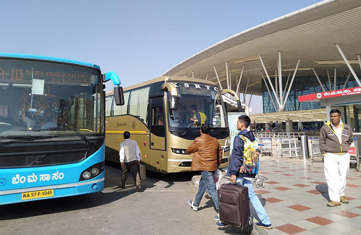 The BMTC runs Vajra and Vayu Vajra buses to the Bengaluru airport. DH PHOTO