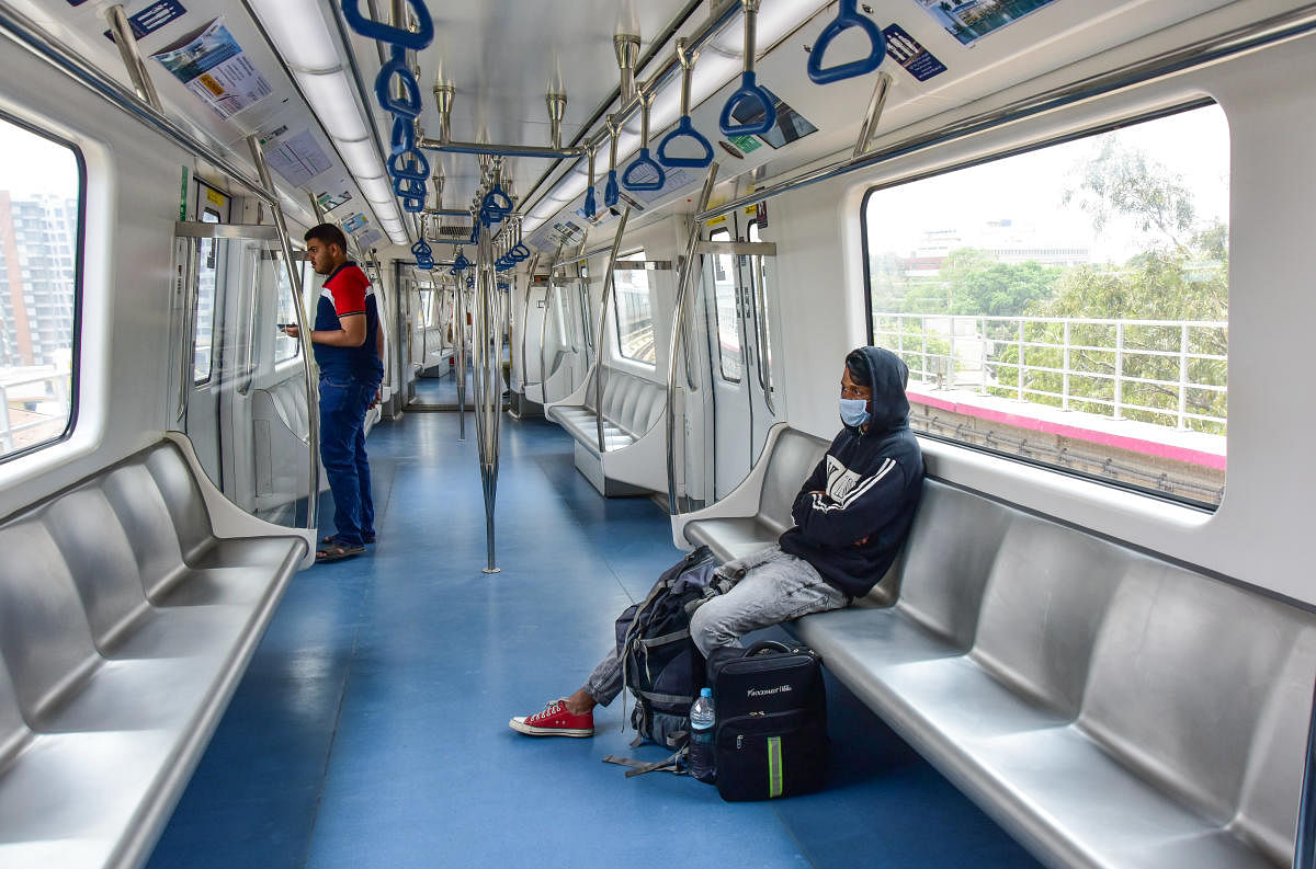 Namma Metro wants to make sure the existing air is not recirculated on the trains. DH FILE/IRSHAD MAHAMMAD