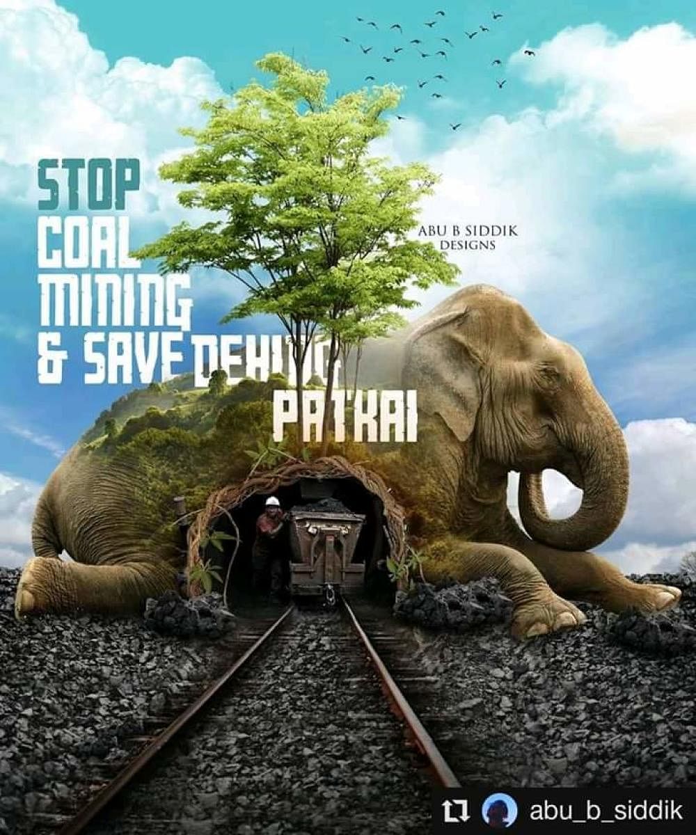 A campaign poster against coal mining near Dehing Patkai forest in Assam.
