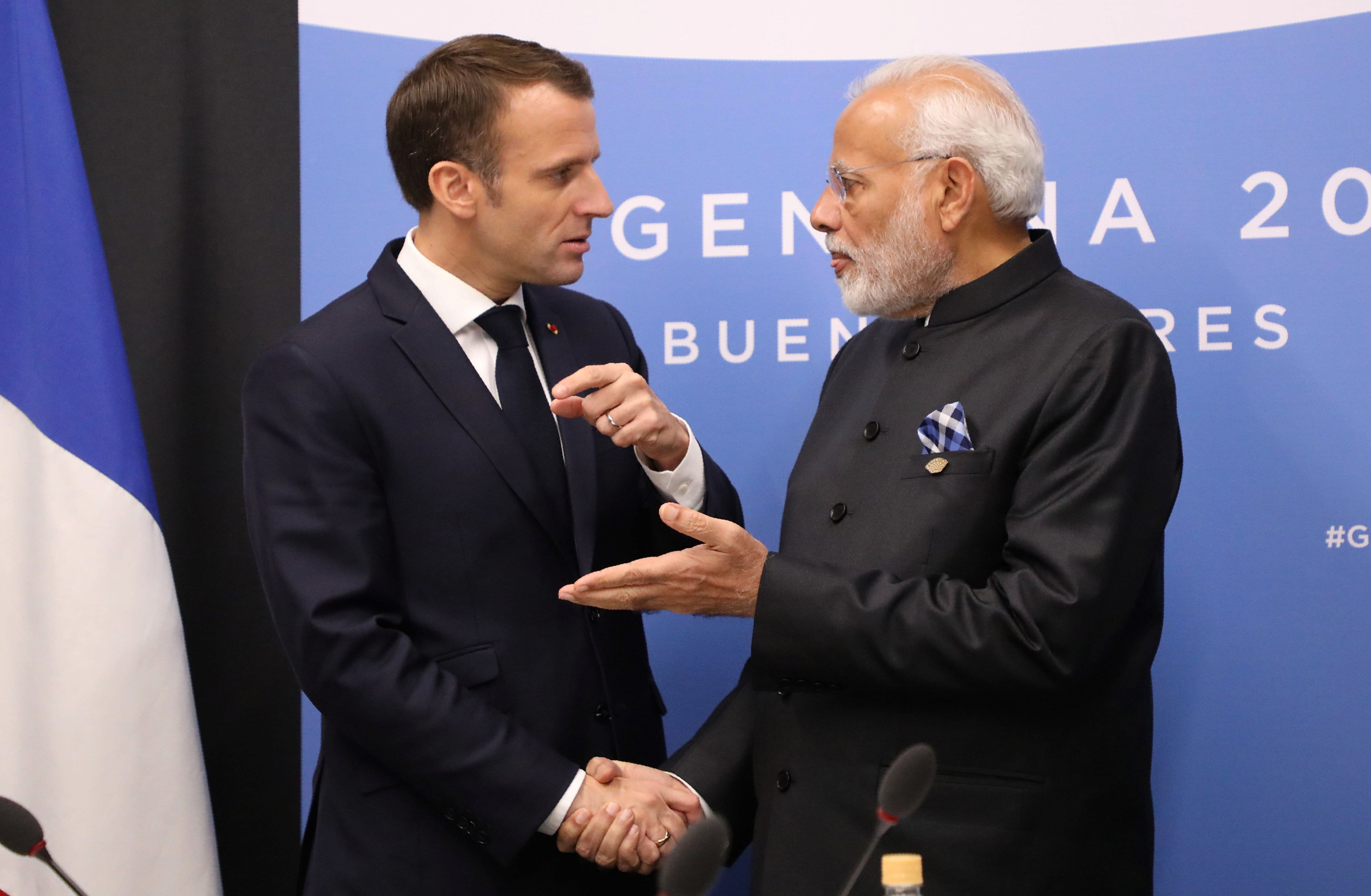 France's President Emmanuel Macron (L) and Prime Minister Narendra Modi. Credit: AFP File Photo