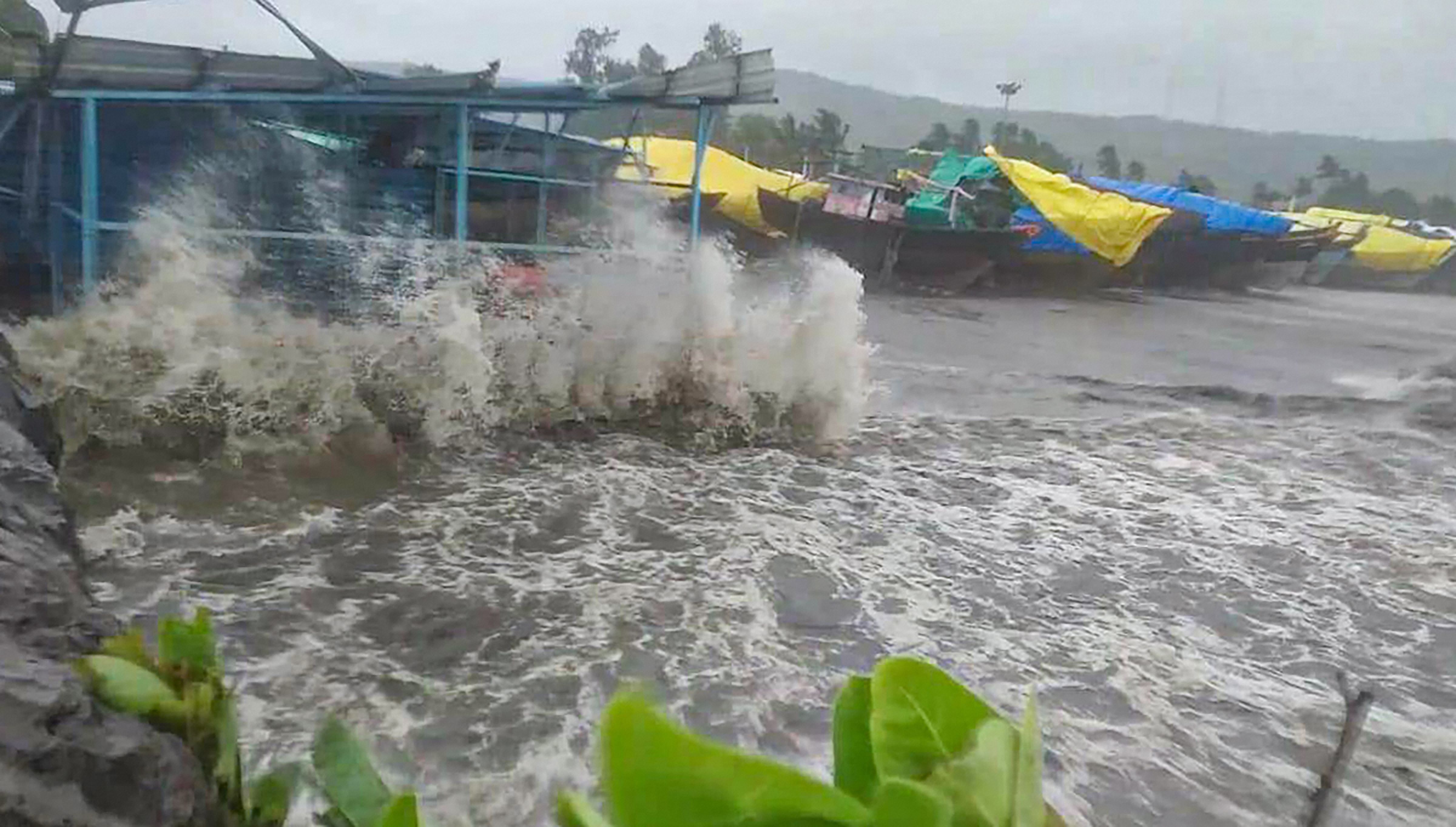 The cyclone made landfall near Alibaug in coastal Raigad district of Maharashtra around 12:30 pm. (PTI Photo)