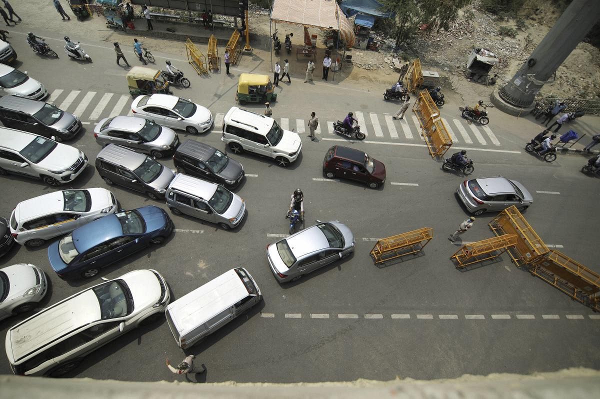 Traffic congestion at NH-24 after Delhi police sealed Delhi-UP border, during the ongoing nationwide lockdown to curb the spread of coronavirus, in New Delhi, Wednesday, June 3, 2020. Credit/PTI Photo