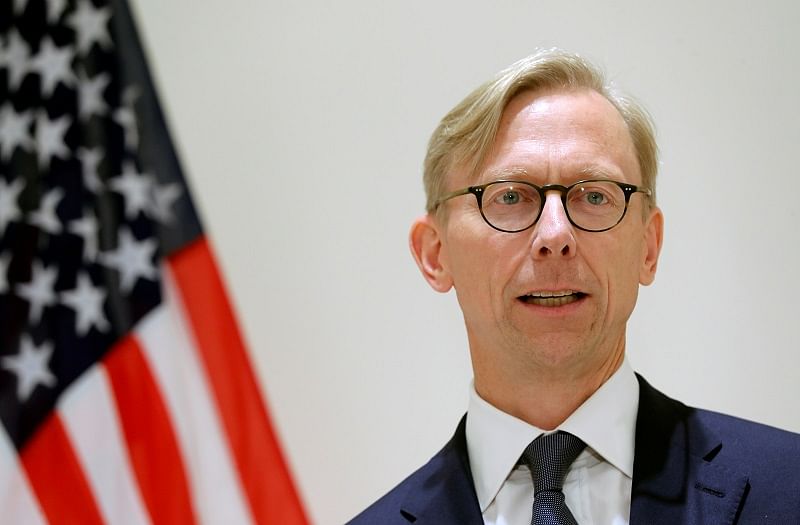 Brian Hook, U.S. Special Representative for Iran, speaks at a news conference in London. (Reuters Photo)