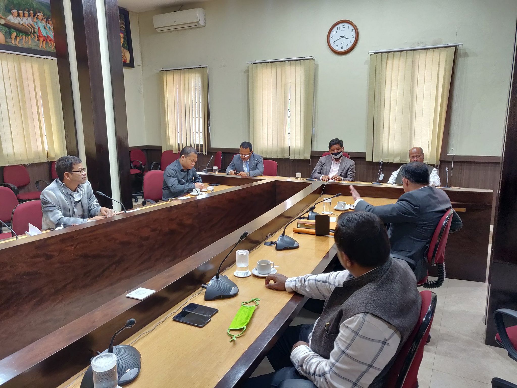 Meghalaya CM Conrad K Sangma meeting officials in Shillong recently. (DH photo) 