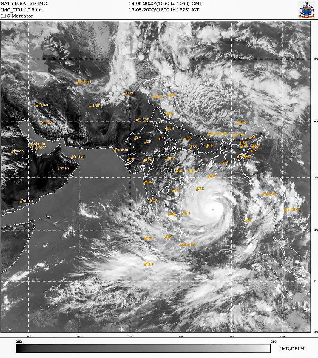  In this satellite image taken from India Meteorological Department (IMD) shows Cyclone Amphan  (PTI Photo)