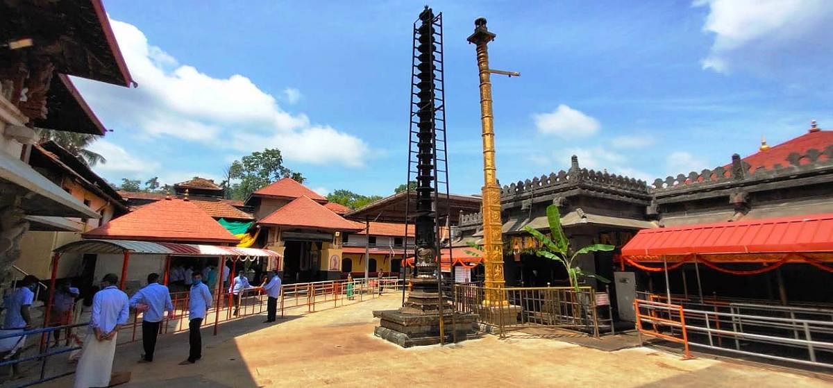 Devotees started visiting Kollur Mookambika Temple in Udupi district on Monday.