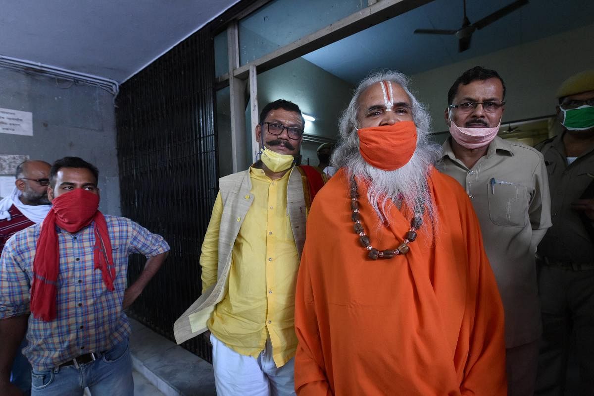 Hindu religious leader Ram Vilas Vedanti comes out of the CBI Special Court (PTI Photo)