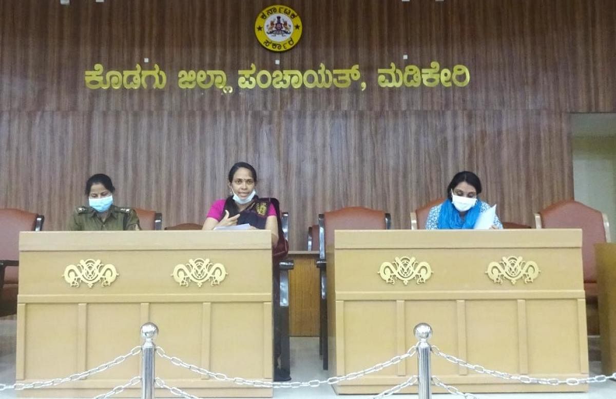 Deputy Commissioner Annies Kanmani Joy holds a meeting with the stakeholders of the tourism department in Madikeri on Tuesday.