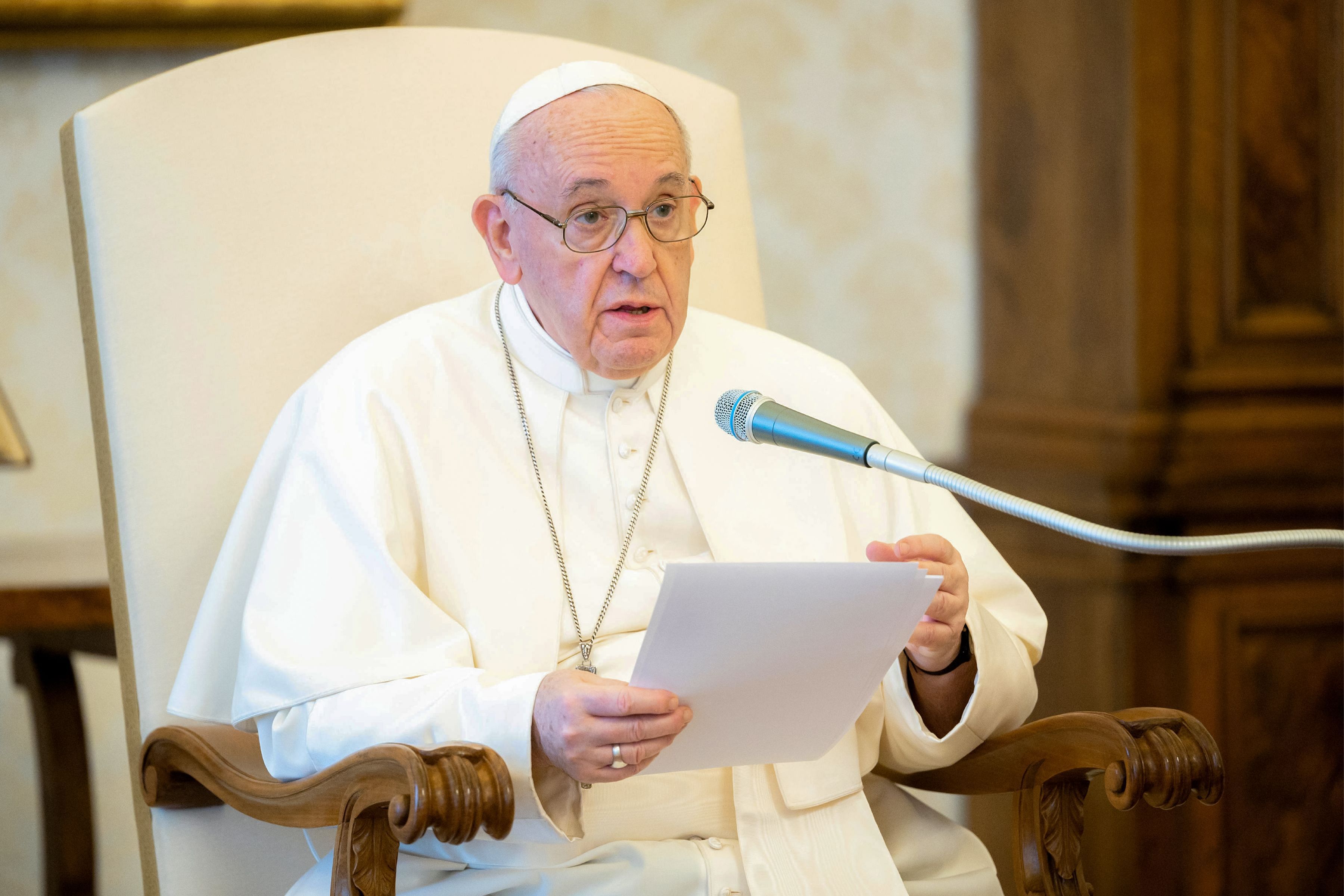 Vatican Media shows Pope Francis. Credits: AFP Photo