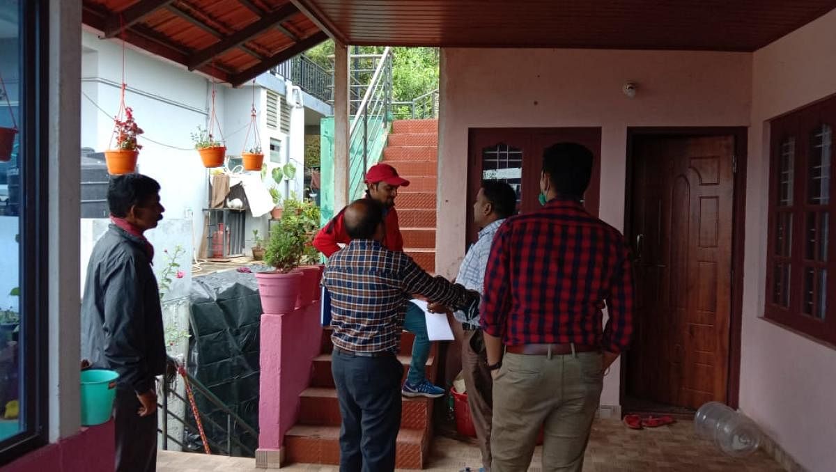 The officials raid an illegal homestay at Chamundeshwari Nagara.