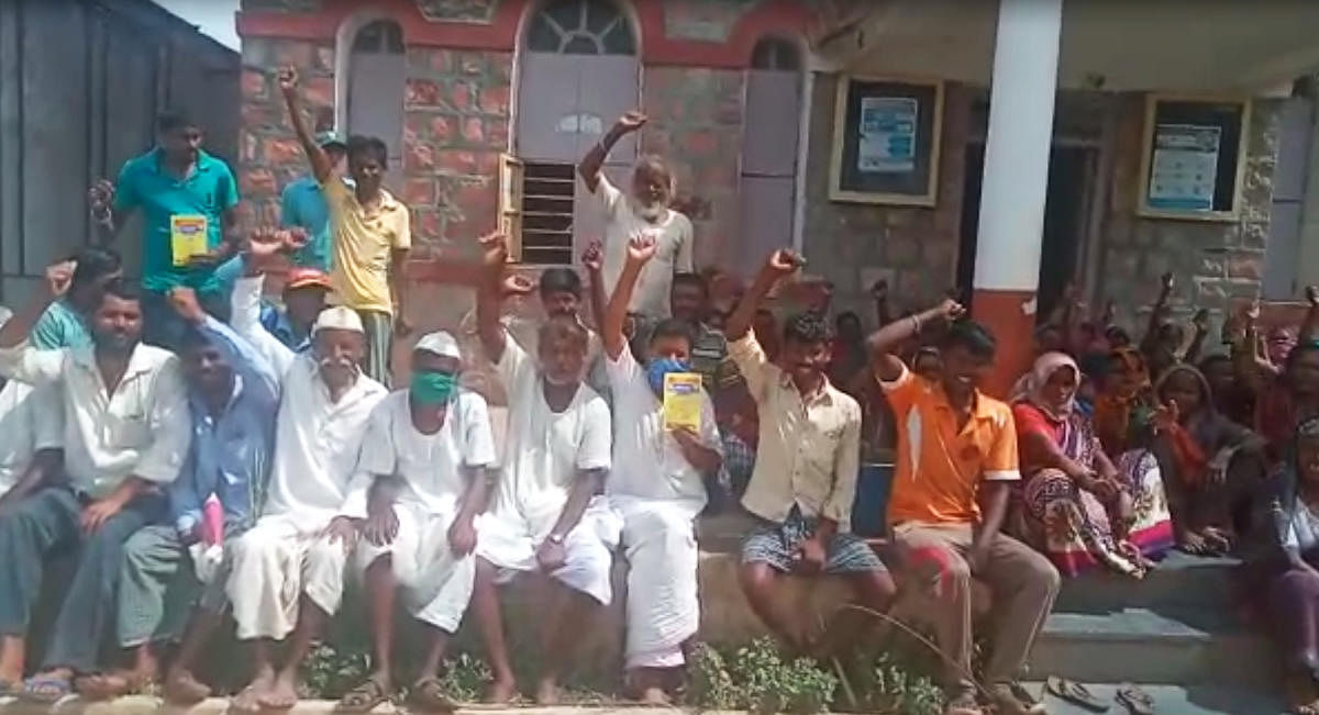 Residents of Mugalolli village of Bagalkot district protest demanding work under MGNREGA; farm pond being constructed in Kushtagi, Koppal district under MGNREGA.