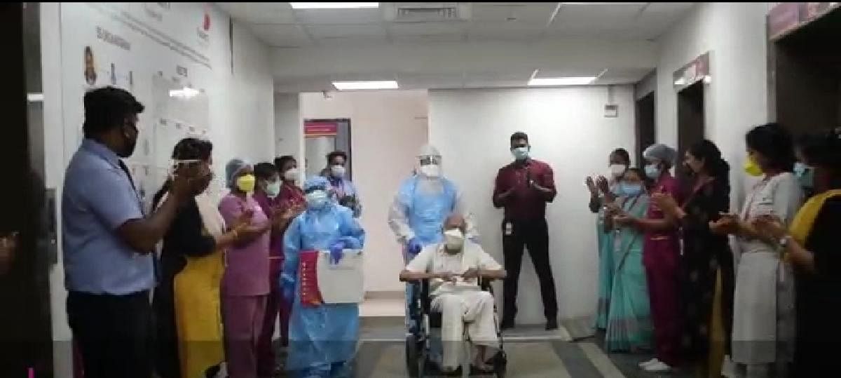 Krishna Murti being discharged from the hospital in Chennai.