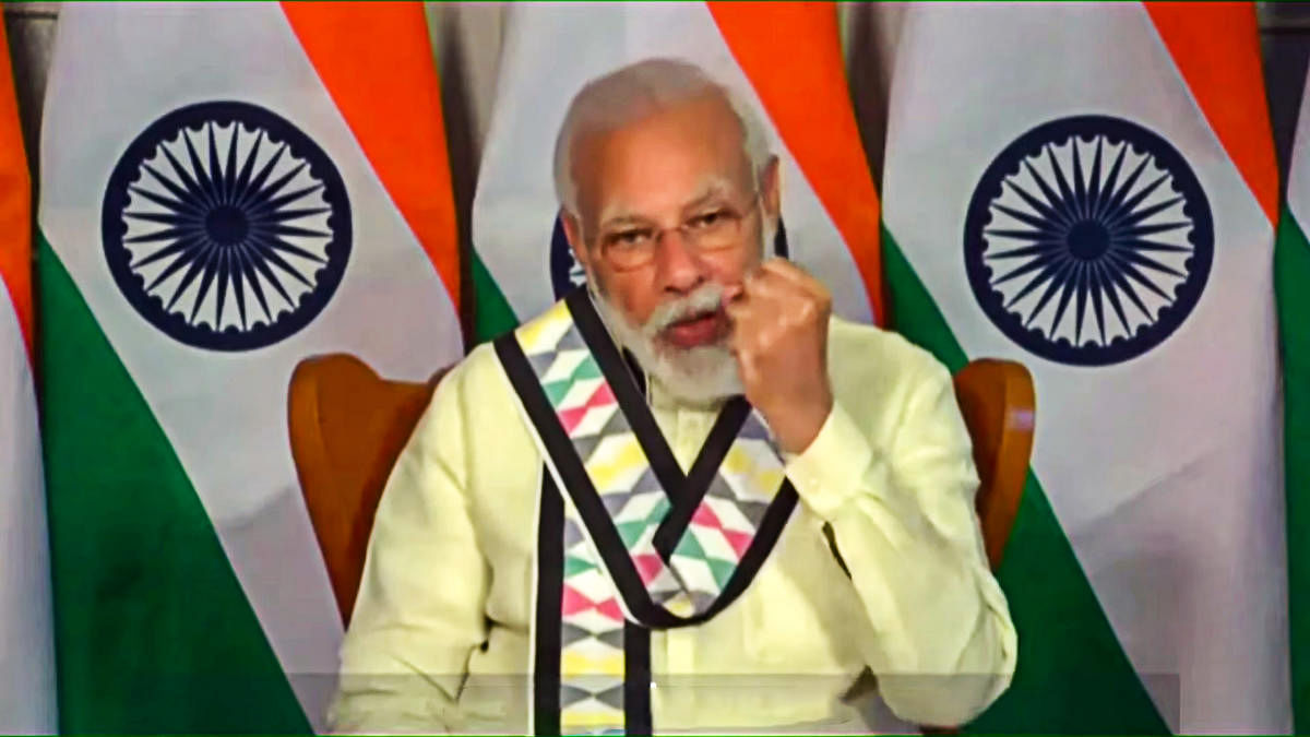 Prime Minister Narendra Modi delivers the inaugural address of the 95th annual plenary session of Indian Chamber of Commerce (ICC) via video conferencing, amid the ongoing COVID-19 lockdown, in New Delhi, Thursday, June 11. (PTI Photo)
