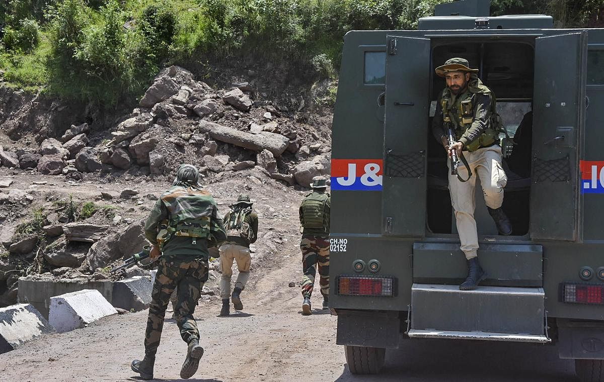 Security personnel during a cordon and search operation, after Pakistan army initiated unprovoked ceasefire violation by intense mortar shelling (PTI Photo)