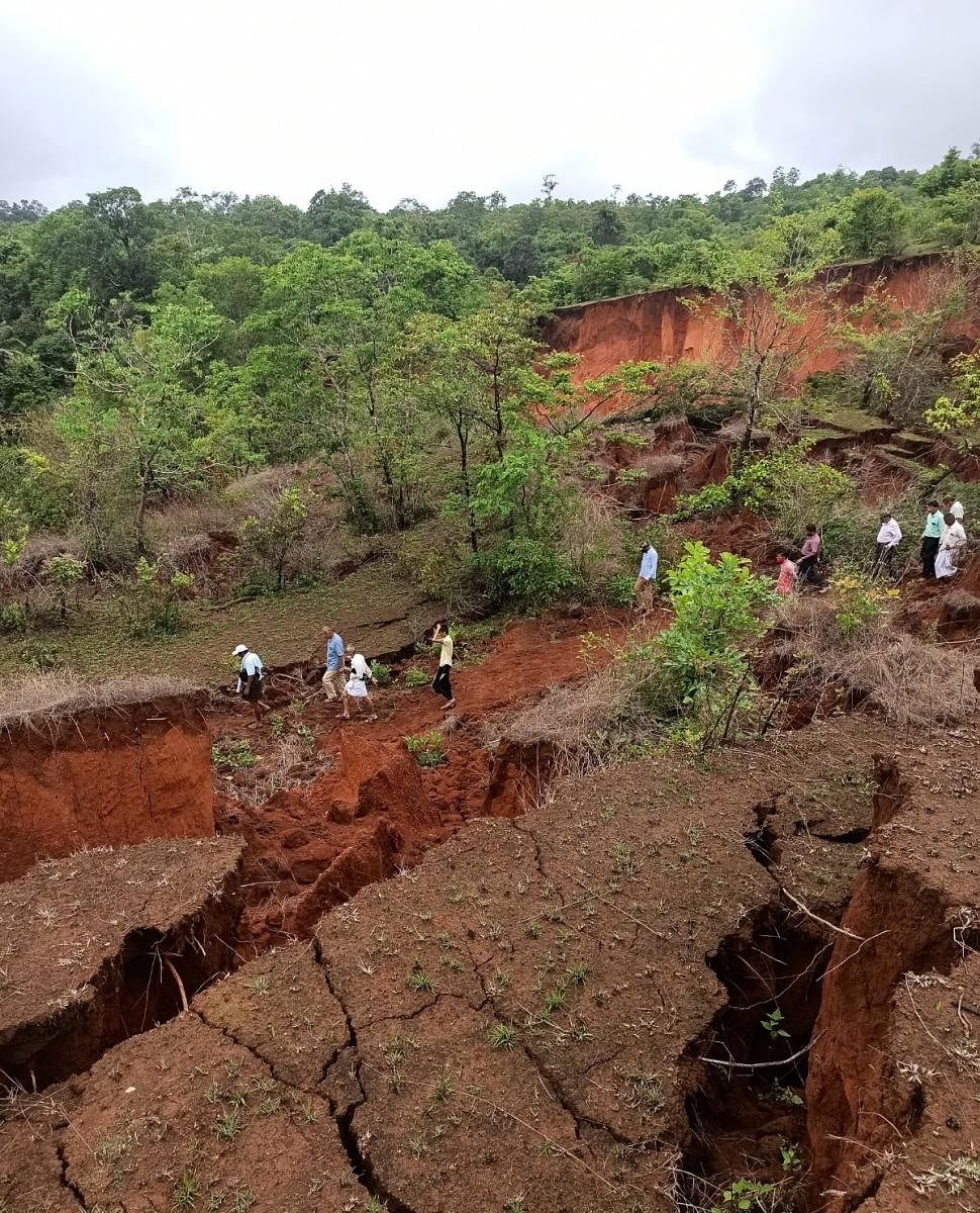 Members of the expert committee, appointed by the government to study landslides along the Western Ghats, visited an affected village in Chikkamagaluru district recently.