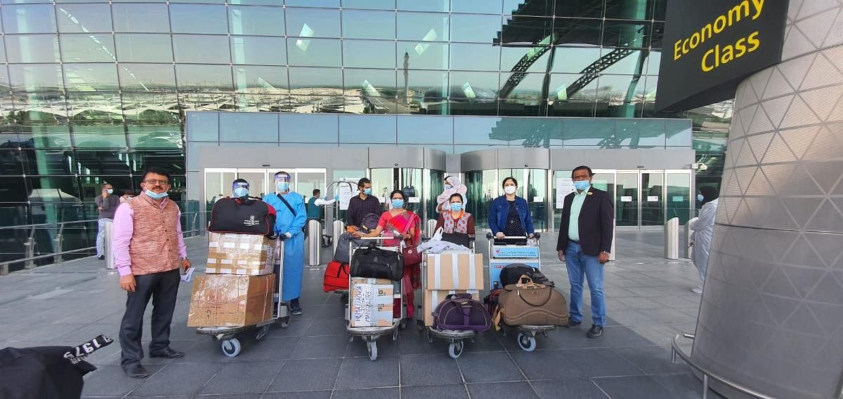 Passengers at Hamad International Airport in Qatar ready to fly to Mangaluru. 