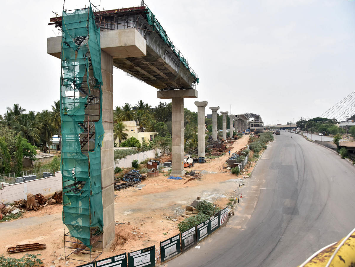 Whitefield metro construction site (DH Photo)