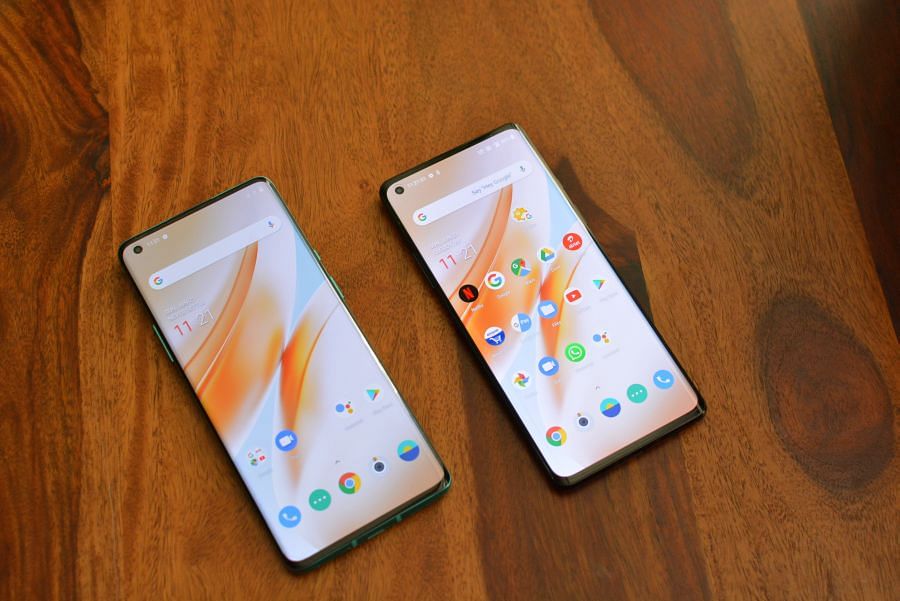 The OnePlus 8 Pro (left) and OnePlus 8. Credit: Vivek Phadnis/ DH Photo