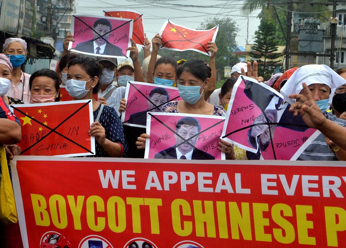 Indian activists protest against Chinese product (AFP Photo)