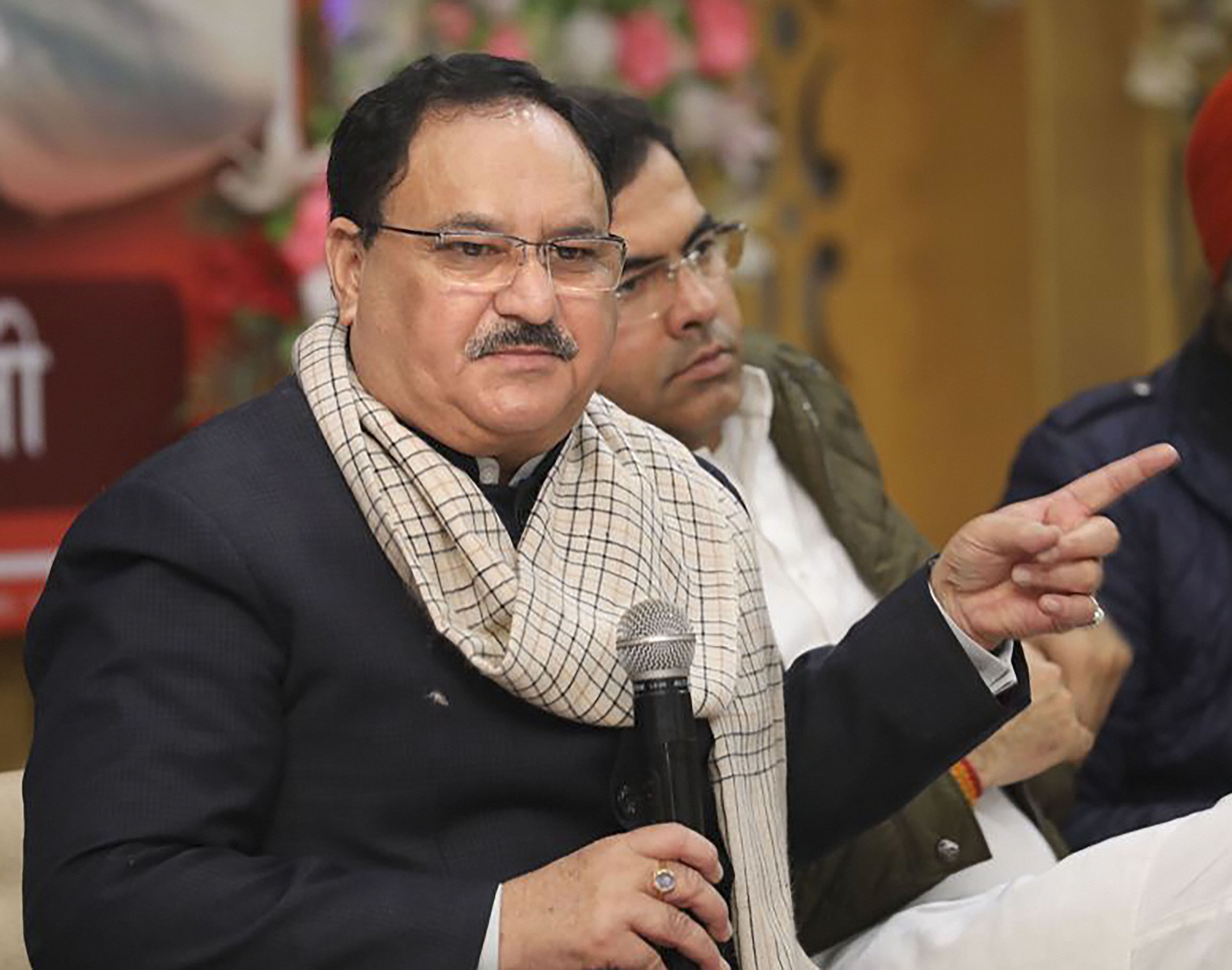 "But now you see. Kargil or Ladakh -- they are only busy in mud-slinging. The Congress is weakening the morale of the soldiers by their statements," BJP chief J P Nadda said. Credit: PTI File Photo