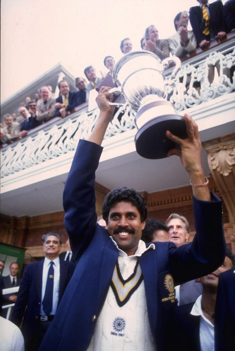 Kapil Dev lifts the World Cup after India beat West Indies at Lord's in the final. Credit: Getty images