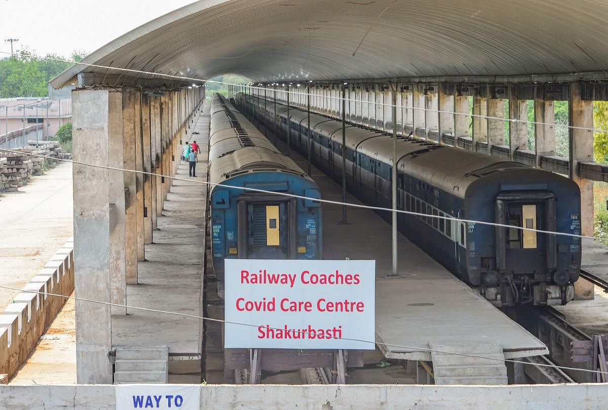 Parked passenger trains that will be equipped for the care of coronavirus disease (COVID-19) patients amidst the spread of the disease, in New Delhi, India. Credit: REUTERS Photo