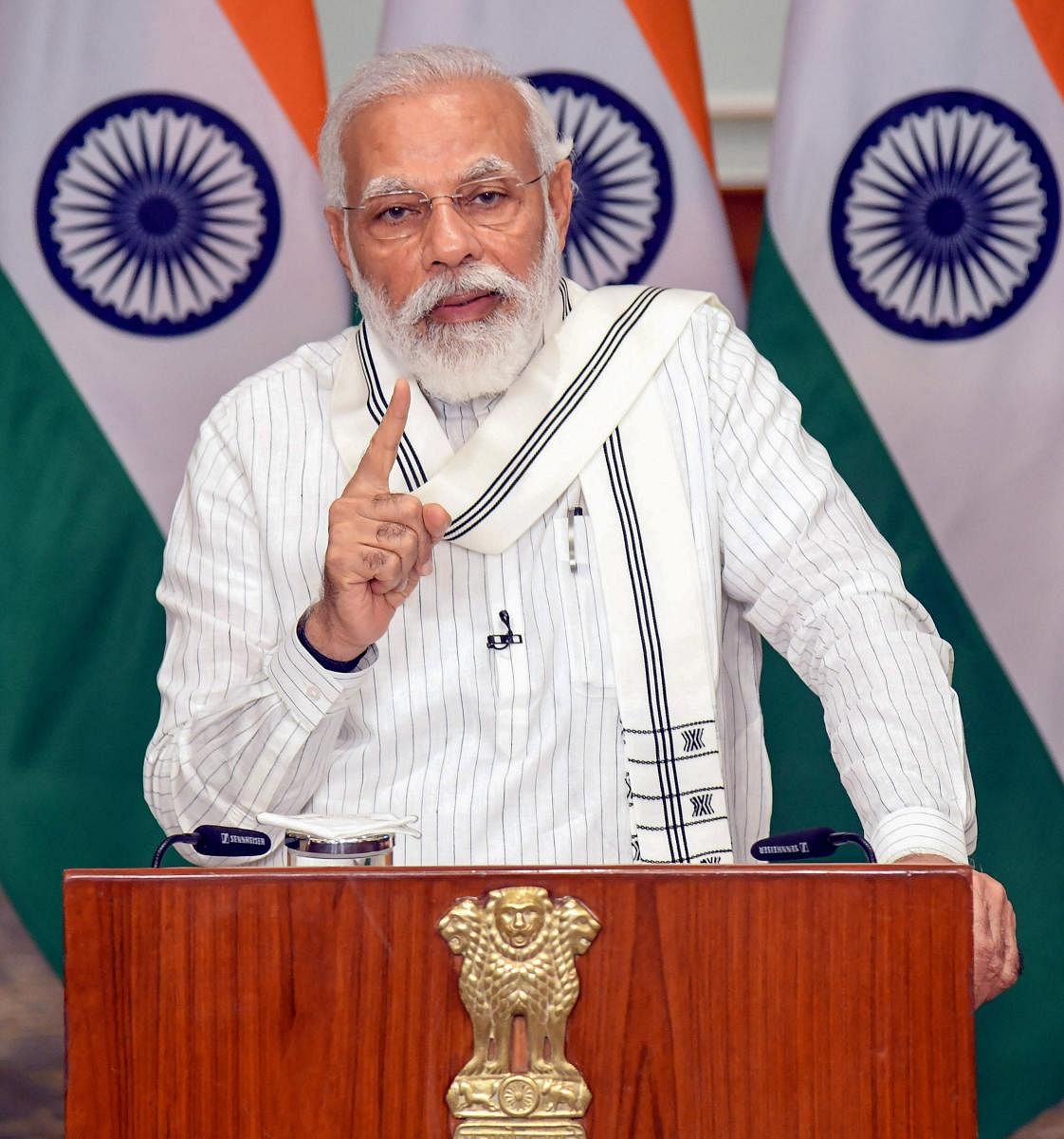 New Delhi: Prime Minister Narendra Modi addresses at the launch of the auction process of Coal blocks for Commercial mining through video conference, in New Delhi, Thursday, June 18, 2020. (PIB/PTI Photo)(PTI18-06-2020_000259B)