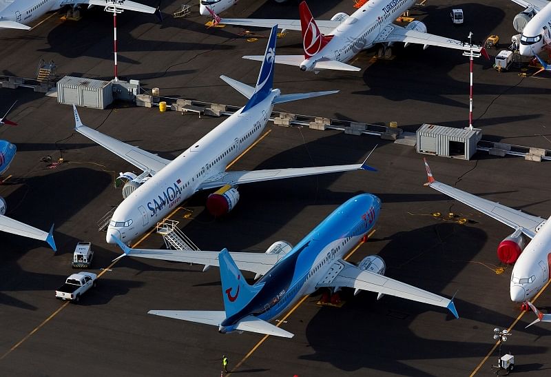 Boeing 737 Max aircraft are parked in a parking lot at Boeing Field in this aerial photo over Seattle, Washington, U.S. Credits: Reuters Photo