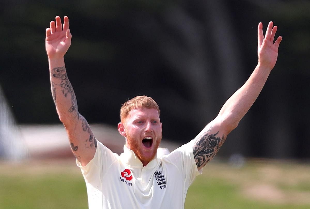 England's Ben Stokes reacts after the dismissal of New Zealand's Colin de Grandhomme during the third day of the first cricket Test between England and New Zealand at Bay Oval in Mount Maunganui on November 23, 2019. Credit/PTI Photo