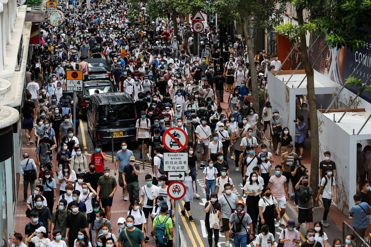 Anti-national security law protesters march at the anniversary of Hong Kong's handover to China from Britain, in Hong Kong. Credit/Reuters File Photo