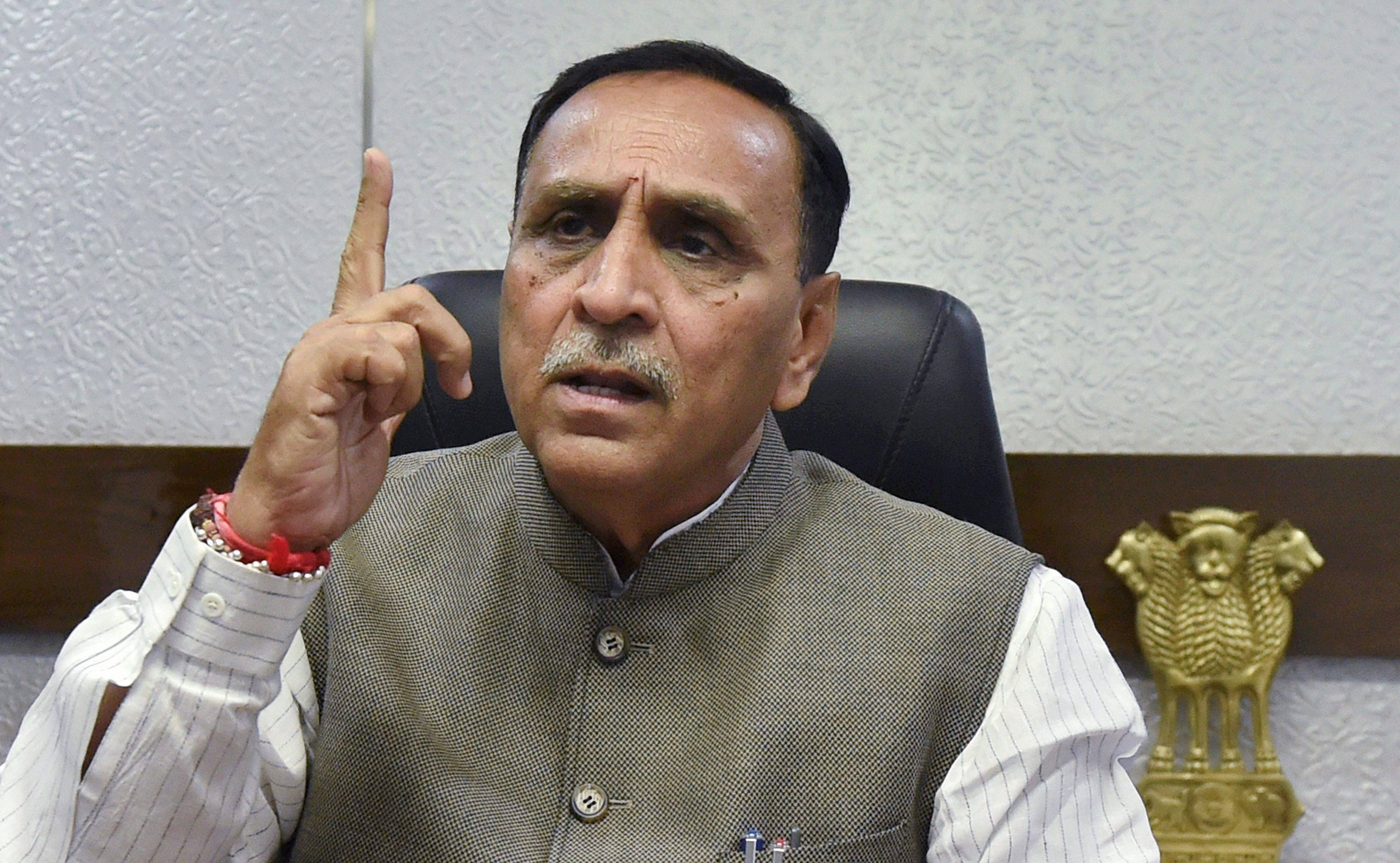 Rupani announced that two under construction hospitals will be completed within a month which will be turned into a Covid-19 hospital. Credit: PTI Photo