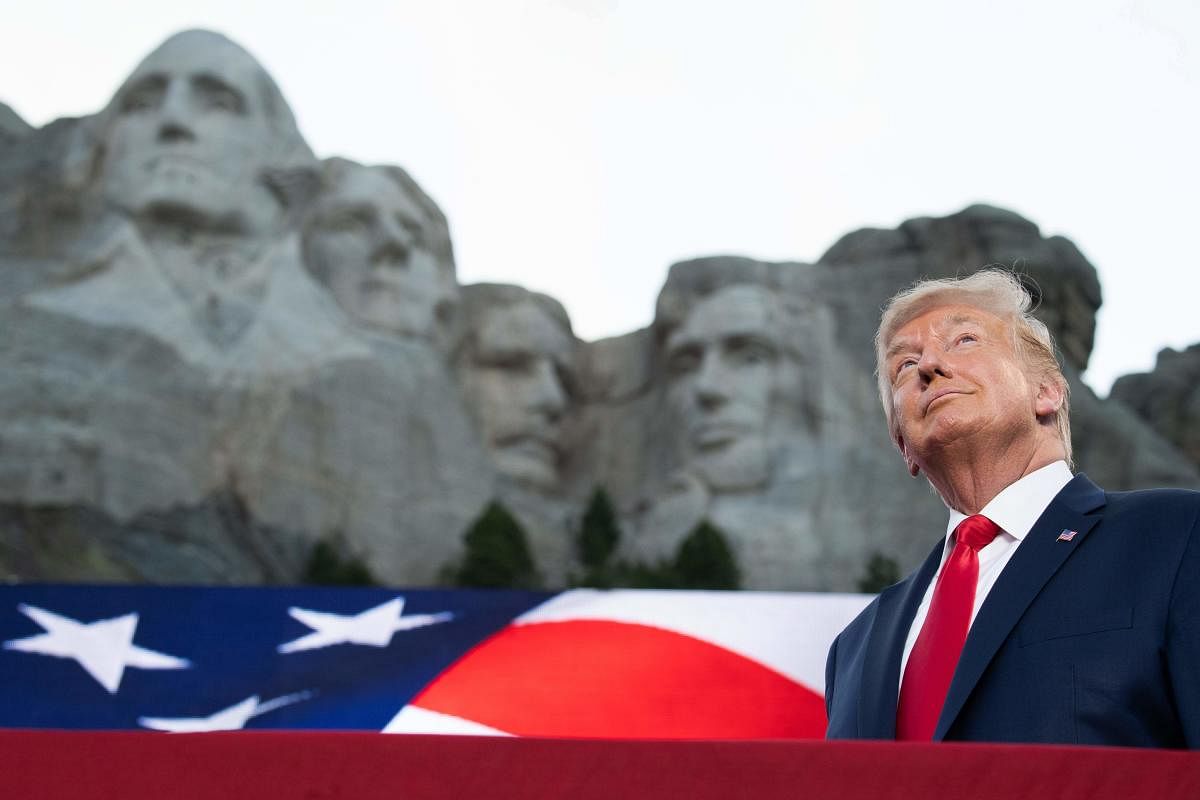 US President Donald Trump arrives for the Independence Day events at Mount Rushmore National Memorial. Credit: AFP Photo .