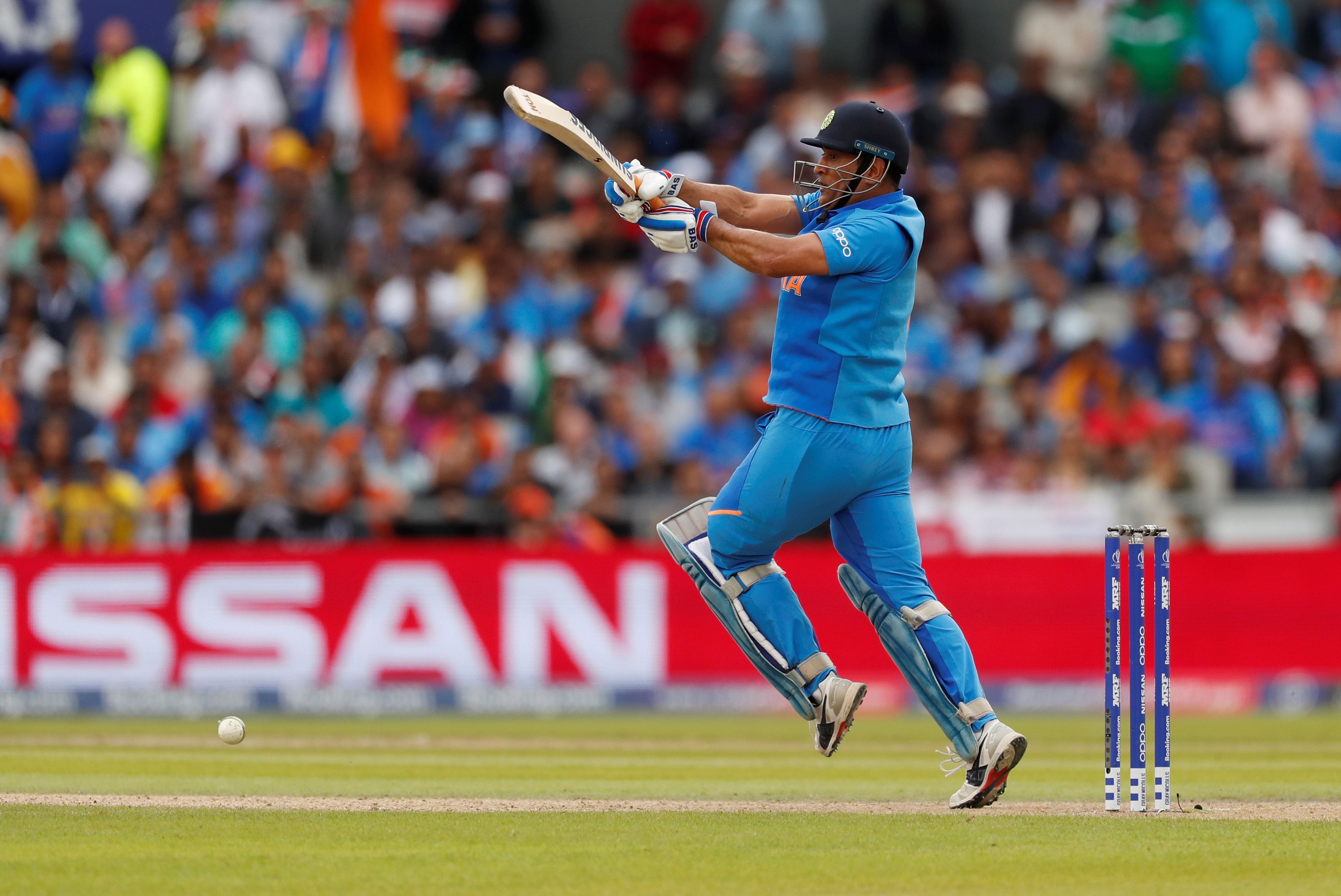 MS Dhoni in action in the ICC Cricket World Cup Semi Final - India v New Zealand. Credit: Reuters Photo