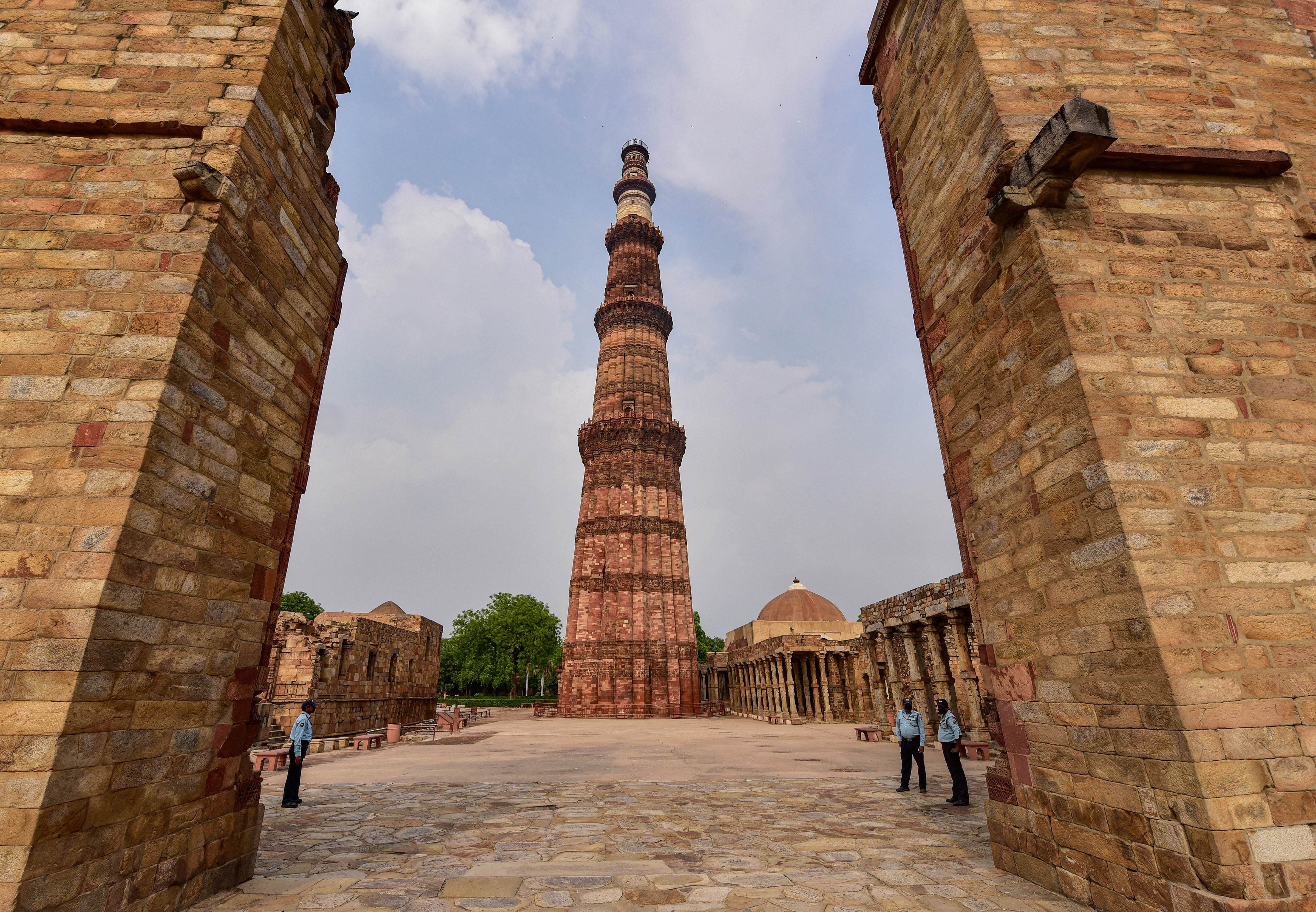 Qutub Minar, a United Nations Educational, Scientific and Cultural Organisation (UNESCO) World Heritage Site, attracted maximum crowd of just 100 visitors, sources said. Credit: PTI Photo