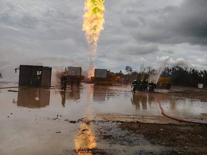 The burning gas well at Baghjan in Assam's Tinsukia district. (Photo credit: Oil India Limited)
