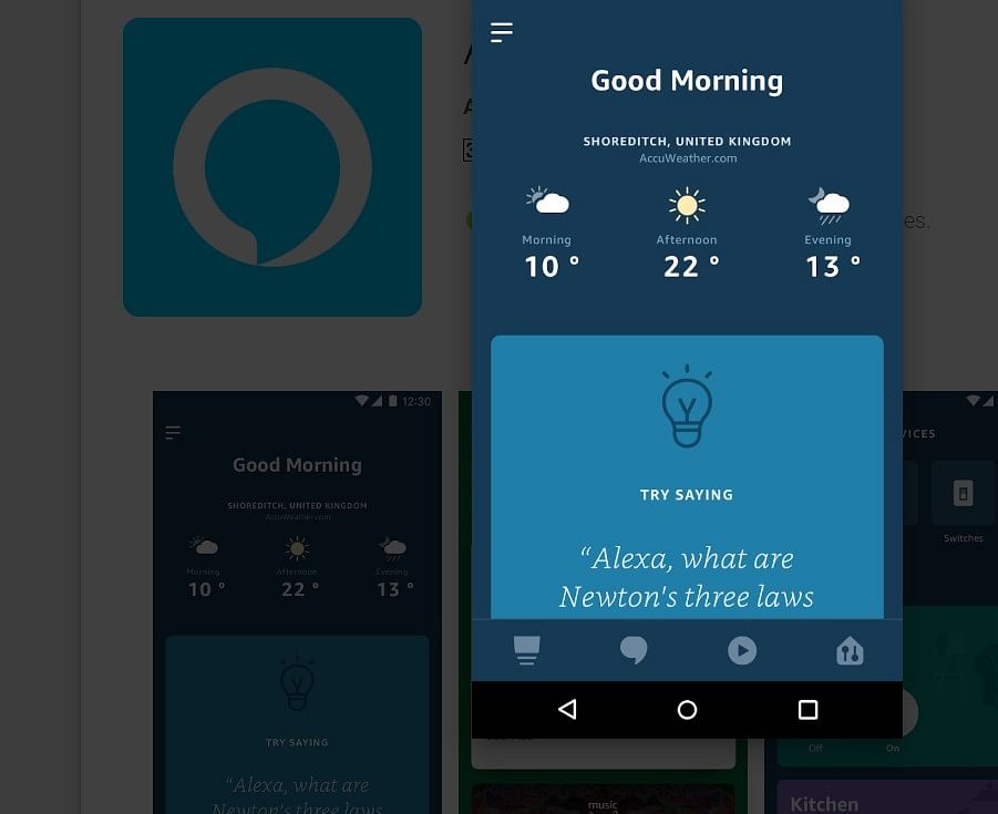 Amazon Alexa app for Android phones on Google Play store (screen-grab)
