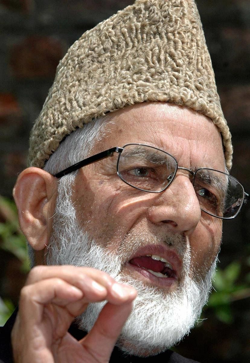 **EDS: FILE PHOTO** New Delhi: In this file photo dated Thursday, June 12, 2008, of Syed Ali Shah Geelani, in Srinagar. Geelani, the lifetime chairman of the pro-Pakistan Hurriyat Conference, made a surprise announcement of completely dissociating himself