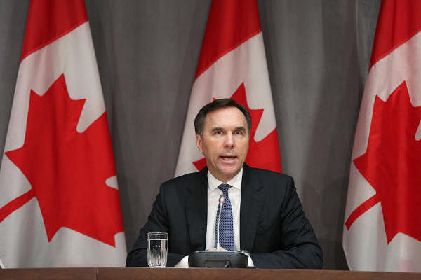 Canada's Finance Minister Bill Morneau speaks during a news conference on Parliament Hill in Ottawa, Ontario. Credit: AFP Photo