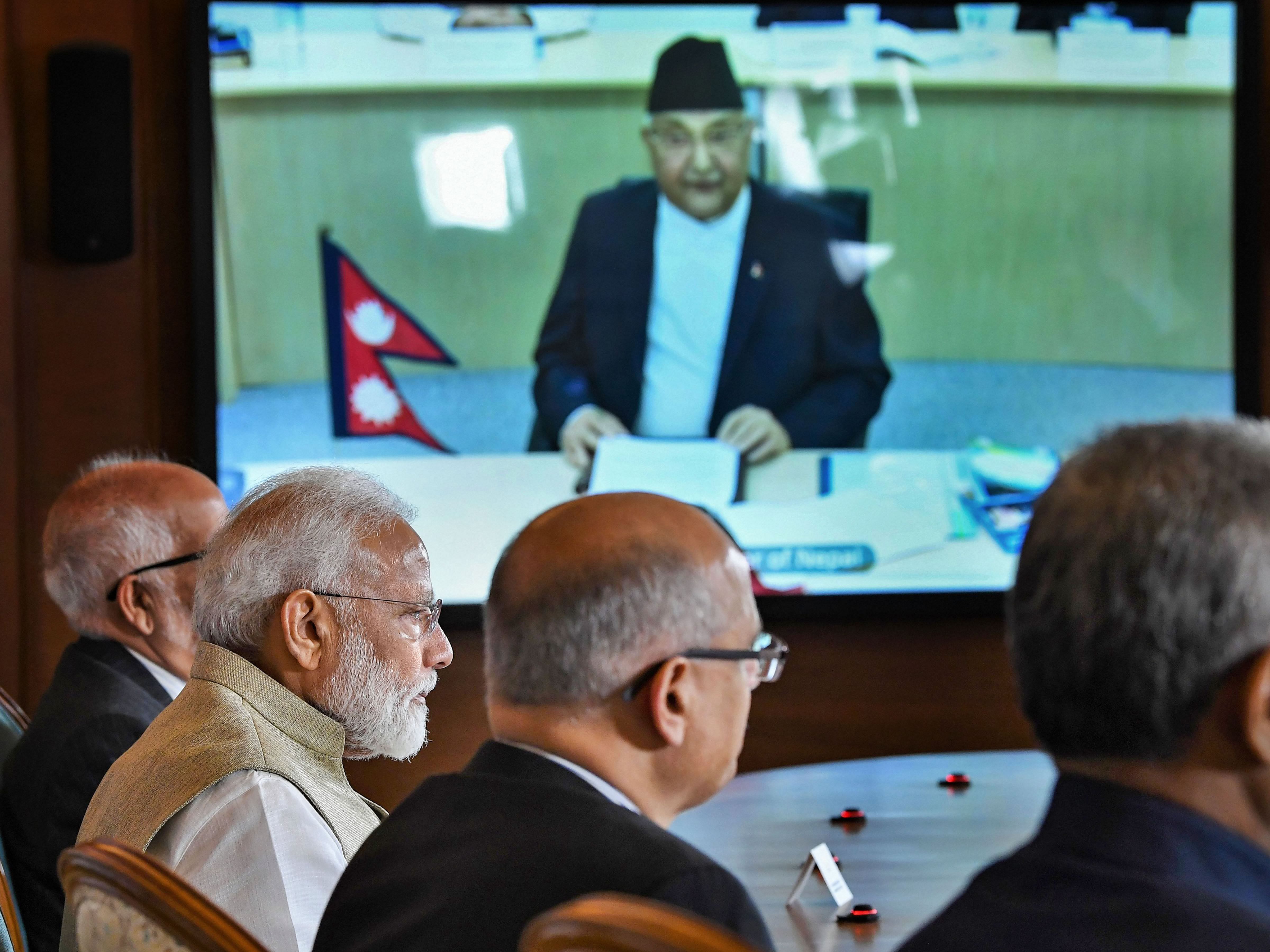 Prime Minister Narendra Modi with his Nepalese counterpart Khadga Prasad Sharma Oli. Credit: PTI file photo
