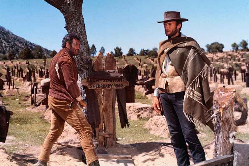 In the pretence that Spaghetti Westerns were,  many of which starred Clint Eastwood (here  seen in ‘The Good, The Bad and The Ugly’),  Morricone was one genuine presence.