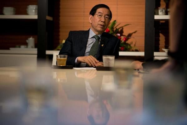Seoul mayor Park Won-Soon attending an interview with AFP in Seoul. Credit: AFP Photo