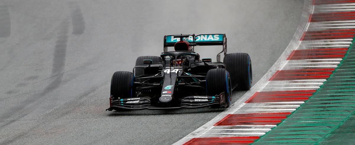 Mercedes' British driver Lewis Hamilton steers his car during the qualifying for the Formula One Styrian Grand Prix. Credit: AFP Photo