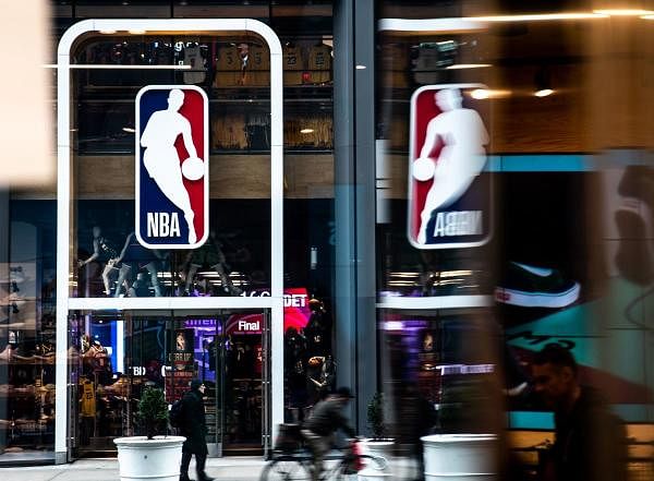 NBA logo is shown at the 5th Avenue NBA store in New York City. Credit: AFP Photo