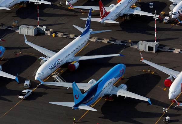 Boeing 737 Max aircraft are parked in a parking lot at Boeing Field, Washington. Credit: Reuters Photo