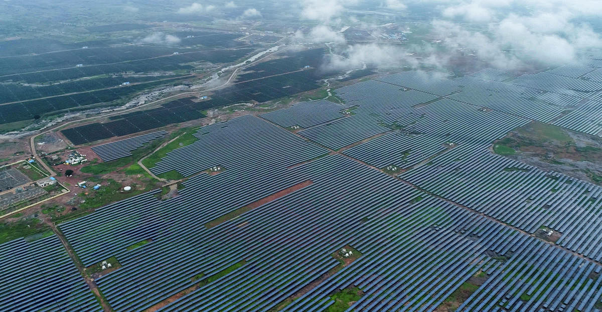 A view of 750 MW Solar Power Plant Project, inaugurated by Prime Minister Narendra Modi via video conferencing.