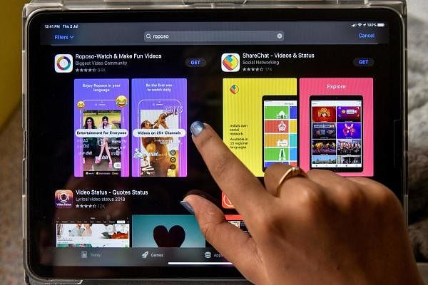 Indian app platforms Roposo and Sharechat. Credit: AFP Photo